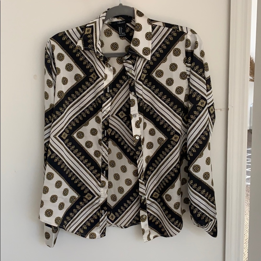 Forever 21 chain link silk blouse